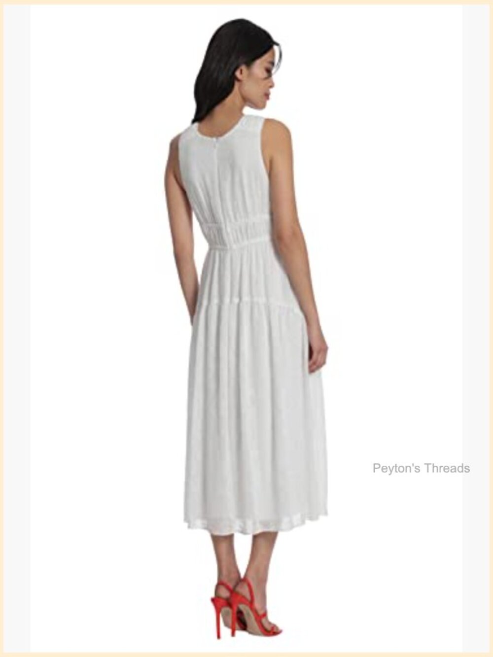 Sleeveless Halter Neck Midi Dress with Ruched Waist - Picture 3 of 3
